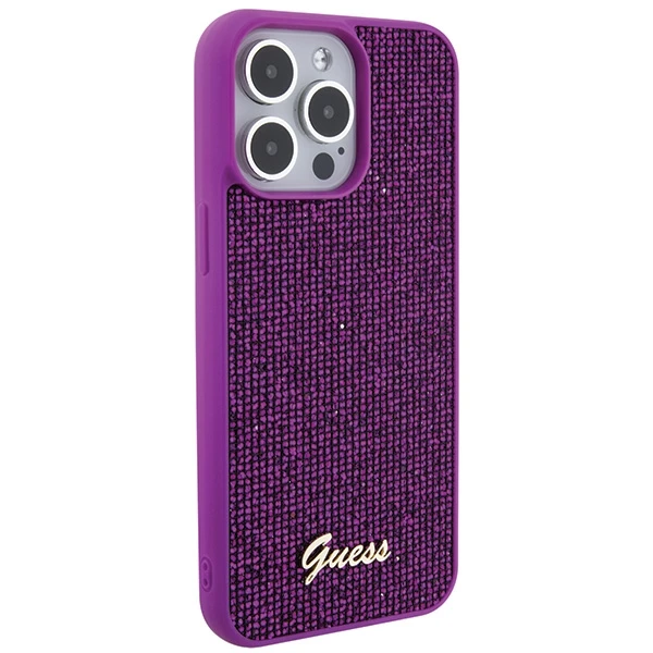 GUESS GUHCP15XPMSDGSF IPHONE 15 PRO MAX 6.7" FUKSJA/FUKSIJA kietas dėklas DISCO METAL SCRIPT