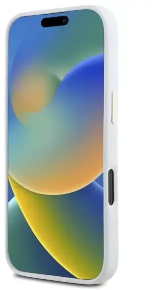 Guess GUHCP16LM4DGPH Apple iPhone 16 Pro 6.3″ baltos spalvos kietas dėklas Silicone Logo Strass 4G