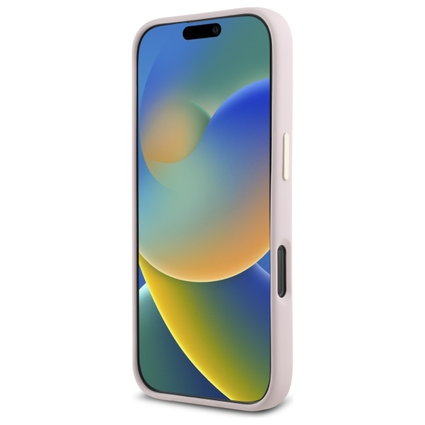 Guess GUHCP16LM4DGPP Apple iPhone 16 Pro 6.3" dėklas telefonui rožinės spalvos Silikoninis Logo Strass 4G