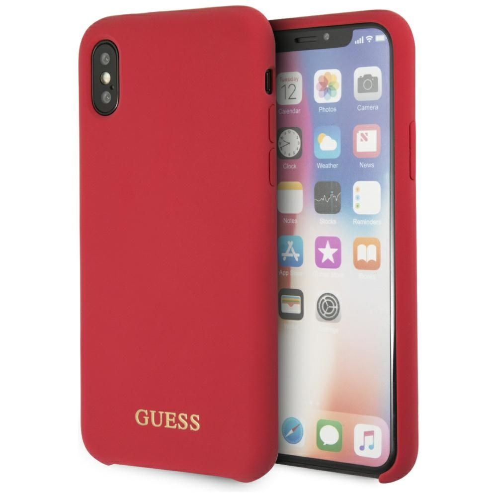 Guess GUHCPXLSGLRE iPhone X/Xs raudonas/raudonas kietas silikoninis dėklas