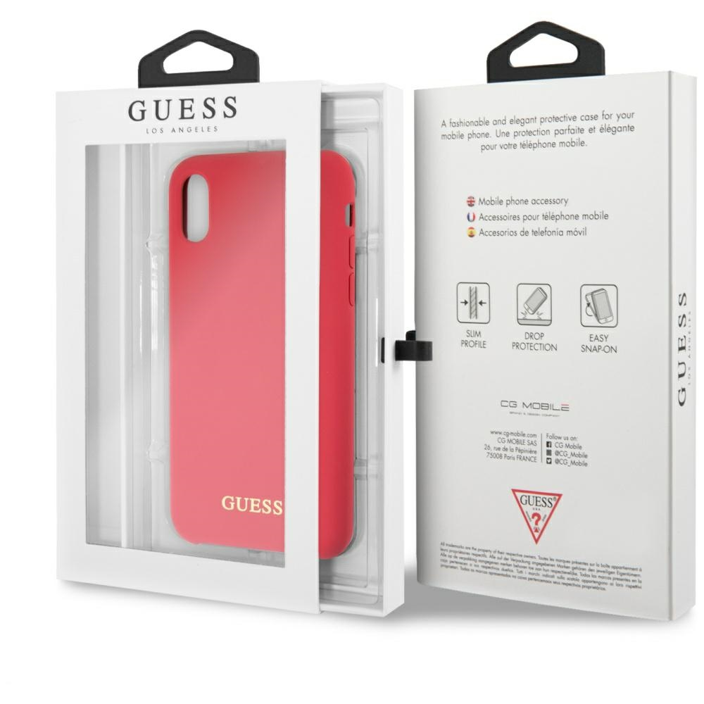 Guess GUHCPXLSGLRE iPhone X/Xs raudonas/raudonas kietas silikoninis dėklas