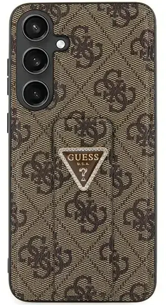 Guess GUHCS24LPGS4TDW S24 Ultra S928 dėklas telefonui rudos spalvos Grip Stand 4G Triangle Strass