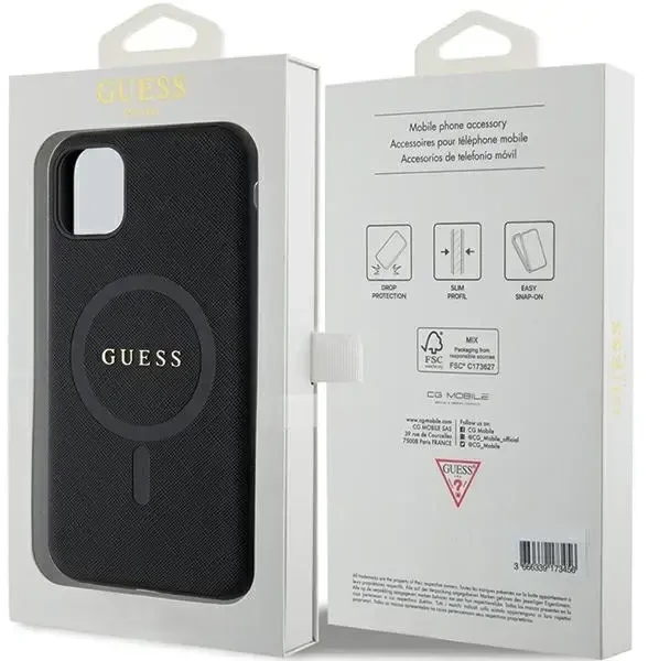 Dėklas GUESS GUHMN61PSAHMCK IPHONE 11 / XR 6.1 "Juodas / Juodas HARDCASE SAFFIANO MAGSAFE
