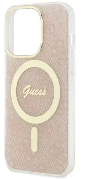Guess GUHMP14LH4STP 4G telefono dėklas su MagSafe palaikymu, skirtas iPhone 14 Pro, rožinis