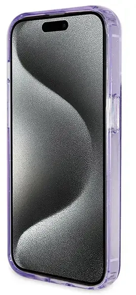 Dėklas GUESS GUHMP14LHRSGU IPHONE 14 PRO 6.1 "purpurinis/purpurinis KIETAS DĖLĖS RING STOVAS SCRIPT GLITTER MAGSAFE