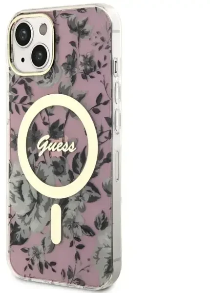 Dėklas GUESS GUHMP14SHCFWSP IPHONE 14/15/13 6.1 "Rožinis / Rožinis HARDCASE FLOWER MAGSAFE
