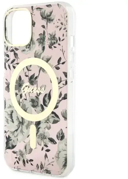 Dėklas GUESS GUHMP14SHCFWSP IPHONE 14/15/13 6.1 "Rožinis / Rožinis HARDCASE FLOWER MAGSAFE