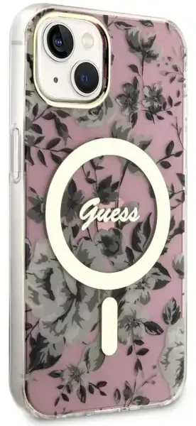Dėklas GUESS GUHMP14SHCFWSP IPHONE 14/15/13 6.1 "Rožinis / Rožinis HARDCASE FLOWER MAGSAFE