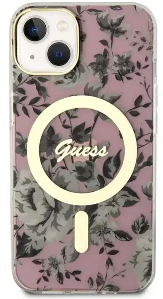 Dėklas GUESS GUHMP14SHCFWSP IPHONE 14/15/13 6.1 "Rožinis / Rožinis HARDCASE FLOWER MAGSAFE