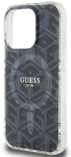 Dėklas GUESS GUHMP15LHGCUSTGK IPHONE 15 PRO 6.1 "Juodas/Juodas HARDCASE IML GCUBE MAGSAFE