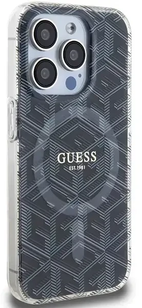 Dėklas GUESS GUHMP15LHGCUSTGK IPHONE 15 PRO 6.1 "Juodas/Juodas HARDCASE IML GCUBE MAGSAFE