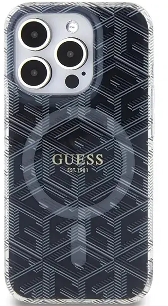 Dėklas GUESS GUHMP15LHGCUSTGK IPHONE 15 PRO 6.1 "Juodas/Juodas HARDCASE IML GCUBE MAGSAFE