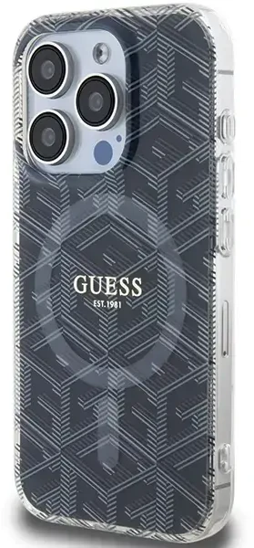 Dėklas GUESS GUHMP15LHGCUSTGK IPHONE 15 PRO 6.1 "Juodas/Juodas HARDCASE IML GCUBE MAGSAFE