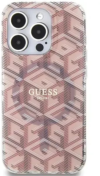 Dėklas GUESS GUHMP15LHGCUSTGP IPHONE 15 PRO 6.1 "Rožinis/Rožinis HARDCASE IML GCUBE MAGSAFE