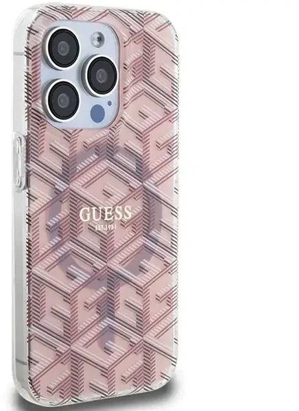 Dėklas GUESS GUHMP15LHGCUSTGP IPHONE 15 PRO 6.1 "Rožinis/Rožinis HARDCASE IML GCUBE MAGSAFE