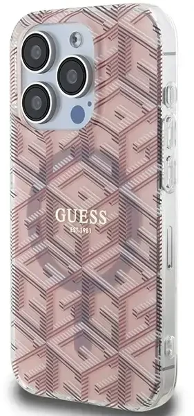 Dėklas GUESS GUHMP15LHGCUSTGP IPHONE 15 PRO 6.1 "Rožinis/Rožinis HARDCASE IML GCUBE MAGSAFE