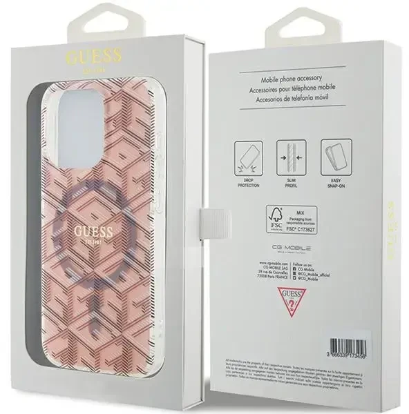 Dėklas GUESS GUHMP15LHGCUSTGP IPHONE 15 PRO 6.1 "Rožinis/Rožinis HARDCASE IML GCUBE MAGSAFE