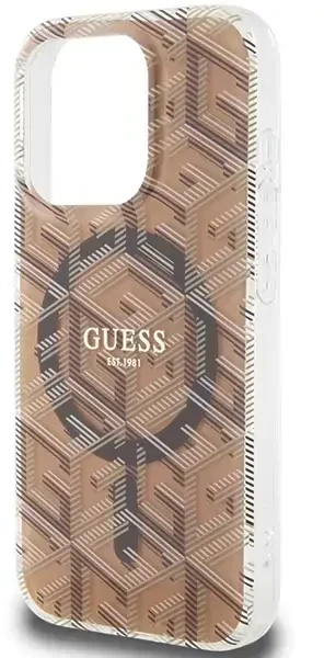 Dėklas GUESS GUHMP15LHGCUSTGW IPHONE 15 PRO 6.1 "RUDAS / RUDAS KIETAS DĖLIS IML GCUBE MAGSAFE