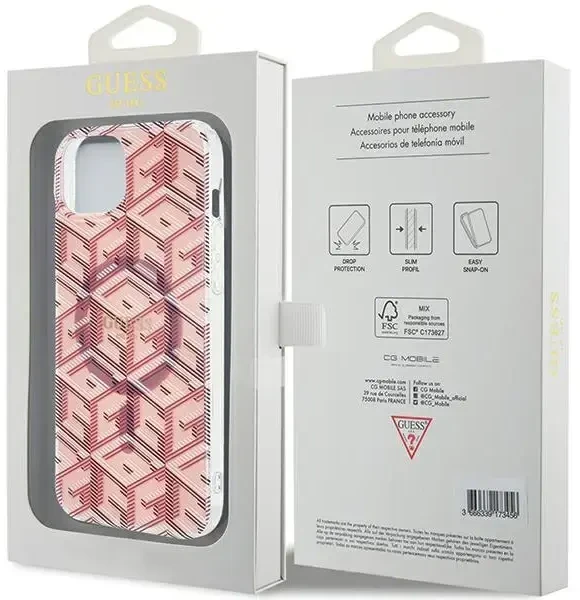 „Guess“ GUHMP15MHGCUSTGP „iPhone 15 Plus“ | „14 Plus“ 6,7 colio rausvas | rožinis kietas dėklas IML GCube MagSafe