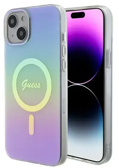 GUESS GUHMP15SHITSU IPHONE 15/14/13 6.1" VIOLETINIS / VIOLETINIS KIETAS DĖKLAS IML IRIDESCENT MAGSAFE