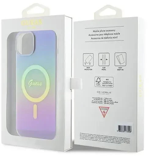 GUESS GUHMP15SHITSU IPHONE 15/14/13 6.1" VIOLETINIS / VIOLETINIS KIETAS DĖKLAS IML IRIDESCENT MAGSAFE
