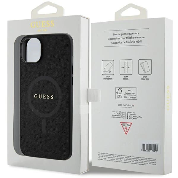 Dėklas GUESS GUHMP15SPSAHMCK IPHONE 15/14/13 6.1 "Juodas / Juodas HARDCASE SAFFIANO MAGSAFE