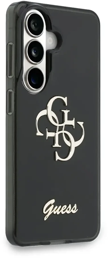 Guess IML 4G Script Metal Logo telefono dėklas, skirtas Galaxy S26 (S942) juodas