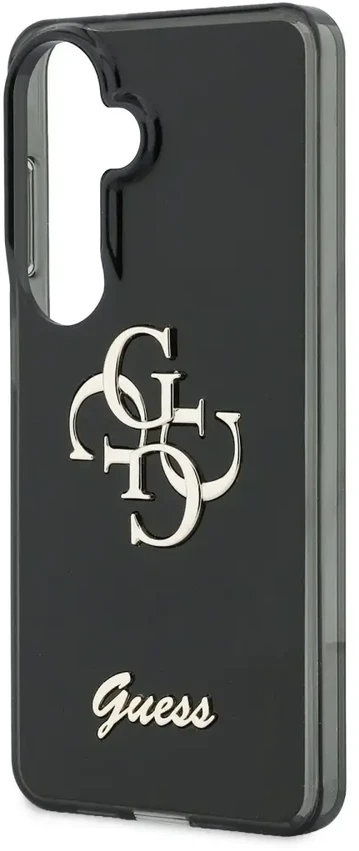 Guess IML 4G Script Metal Logo telefono dėklas, skirtas Galaxy S26 (S942) juodas