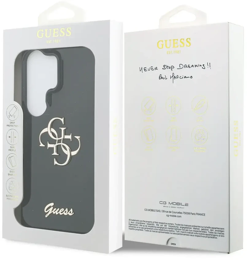 Guess IML 4G Script Metal Logo telefono dėklas, skirtas Samsung Galaxy S26 Ultra (S948) juodas