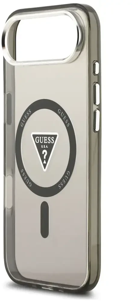 GUESS dėklas, skirtas IPHONE 17 Air, suderinamas su MagSafe GUHMP17MHGTMLCGK (IML gradientas su trikampio logotipu), juodas