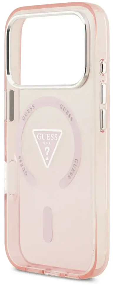 GUESS dėklas, skirtas IPHONE 17 Pro, suderinamas su MagSafe GUHMP17LHGTMLCGP (IML gradientas su trikampio logotipu), rožinis