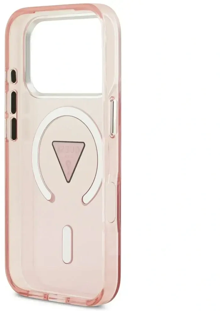 GUESS dėklas, skirtas IPHONE 17 Pro, suderinamas su MagSafe GUHMP17LHGTMLCGP (IML gradientas su trikampio logotipu), rožinis