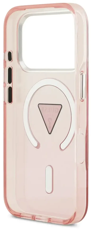 GUESS dėklas, skirtas IPHONE 17 Pro, suderinamas su MagSafe GUHMP17LHGTMLCGP (IML gradientas su trikampio logotipu), rožinis