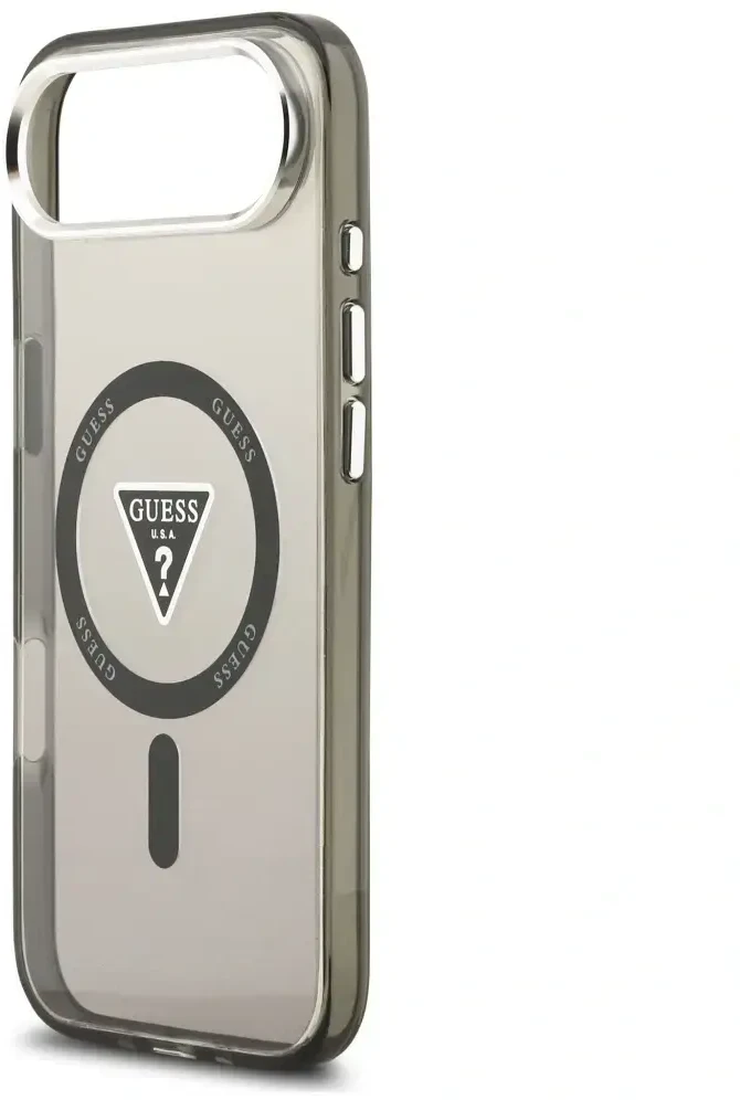 GUESS dėklas, skirtas IPHONE 17 Air, suderinamas su MagSafe GUHMP17MHGTMLCGK (IML gradientas su trikampio logotipu), juodas