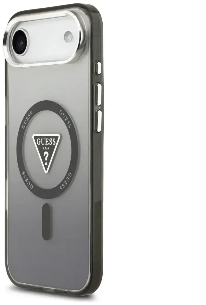 GUESS dėklas, skirtas IPHONE 17 Air, suderinamas su MagSafe GUHMP17MHGTMLCGK (IML gradientas su trikampio logotipu), juodas