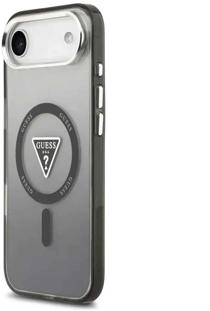 GUESS dėklas, skirtas IPHONE 17 Air, suderinamas su MagSafe GUHMP17MHGTMLCGK (IML gradientas su trikampio logotipu), juodas