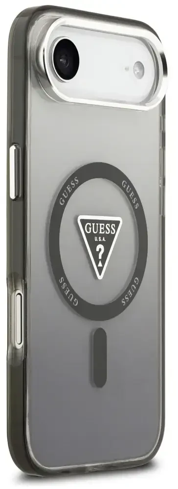 GUESS dėklas, skirtas IPHONE 17 Air, suderinamas su MagSafe GUHMP17MHGTMLCGK (IML gradientas su trikampio logotipu), juodas