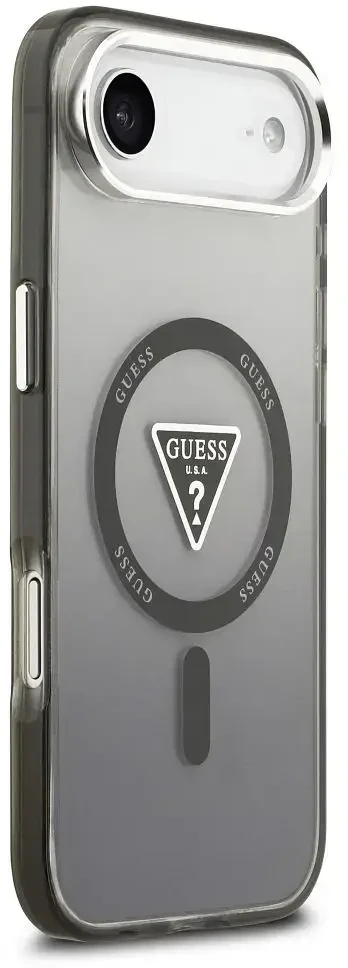 GUESS dėklas, skirtas IPHONE 17 Air, suderinamas su MagSafe GUHMP17MHGTMLCGK (IML gradientas su trikampio logotipu), juodas
