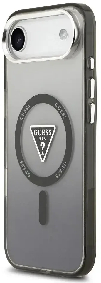 GUESS dėklas, skirtas IPHONE 17 Air, suderinamas su MagSafe GUHMP17MHGTMLCGK (IML gradientas su trikampio logotipu), juodas