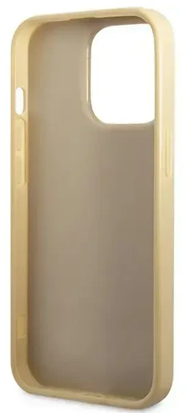 Guess GUHCP14LHGGSHD Apple iPhone 14 Pro 6,1″ auksinis kietas dėklas Glitter Script