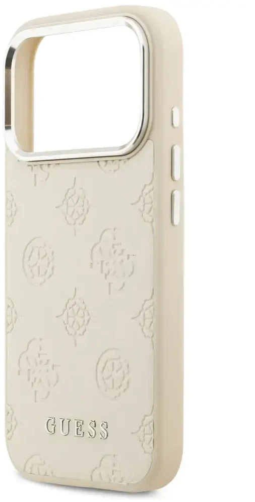 Guess Peony Hot Stamp Script MagSafe dėklas skirtas Apple iPhone 17 Pro rusvai gelsvas