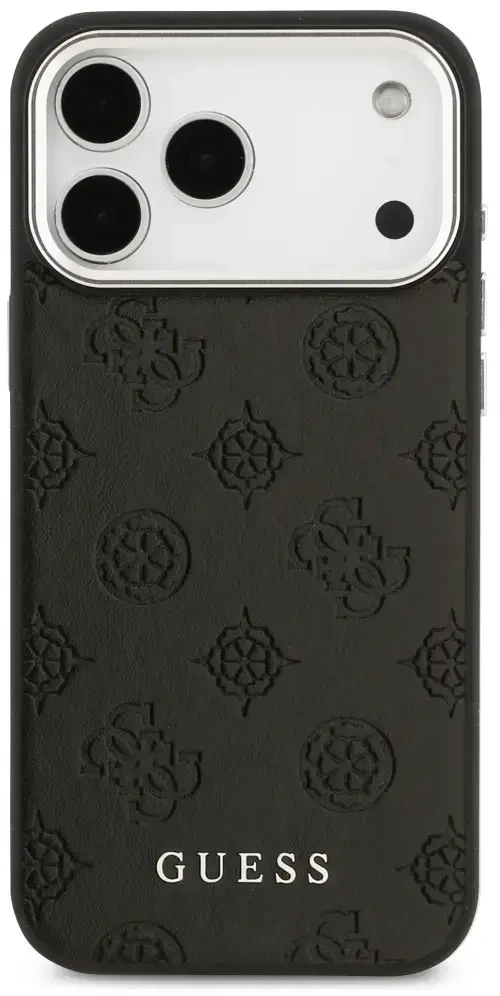 Guess Peony Hot Stamp Script MagSafe dėklas skirtas Apple iPhone 17 Pro Max Juodas