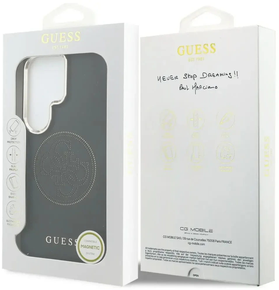 Guess PU perforuotas 4G logotipo telefono dėklas Samsung Galaxy S26 Ultra (S948) juodas
