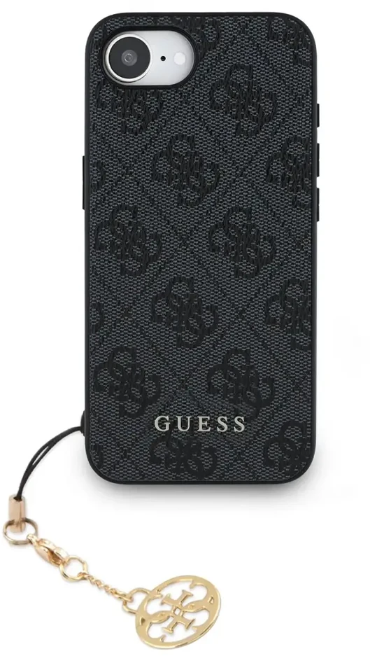 Guess 4G Charm dėklas skirtas Apple iPhone 16e Tone on Tone Pilkas
