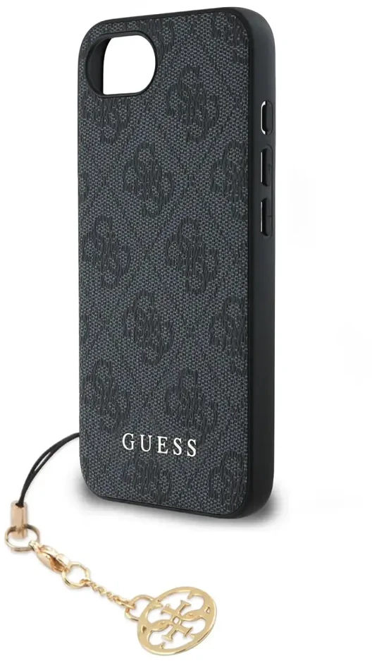Guess 4G Charm dėklas skirtas Apple iPhone 16e Tone on Tone Pilkas