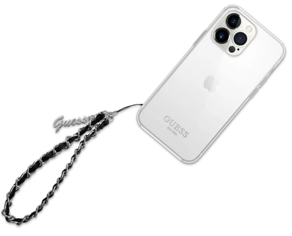 Guess GUSTSASSK virvelė telefonui juodos spalvos Chain Metal Logo Charm