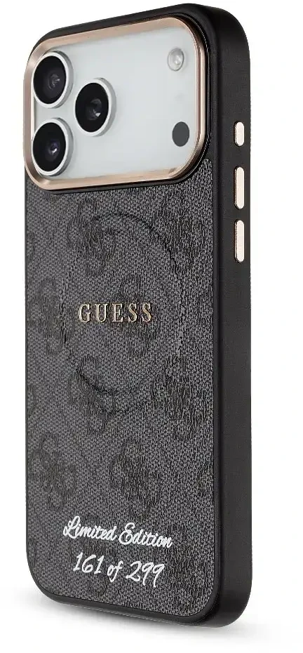Guess PU 4G MagSafe Strap Limited Edition of 299 dėklas skirtas iPhone 17 Pro Max juodos spalvos