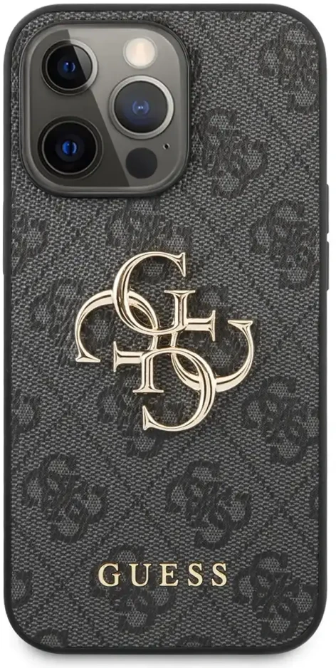 Guess Apple iPhone 13 Pro metalinis logotipo dėklas Pilkas