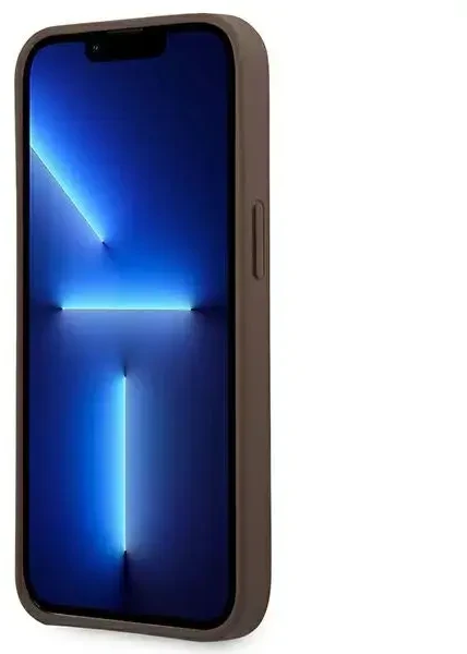 Guess PU 4G metalinio logotipo dėklas iPhone 14 Pro, rudas
