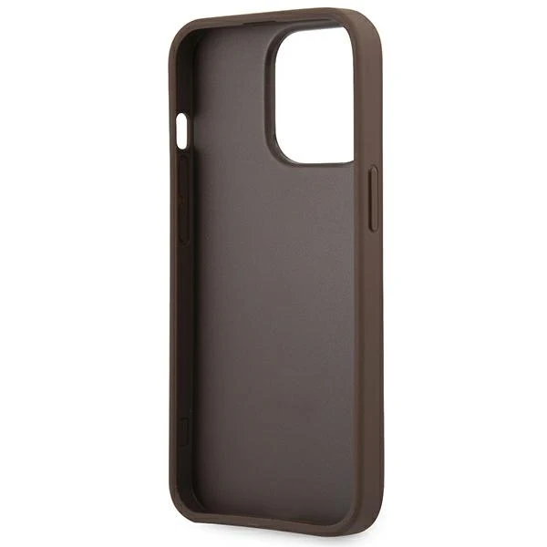 iPhone 14 Pro Guess dėklas 4G Big Metal Logo rudos spalvos